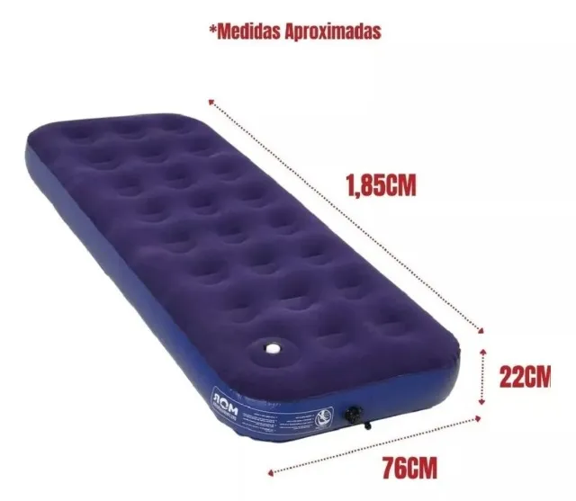 Colchão Inflável Solteiro Mor C Bomba Embutida + Kit Reparo