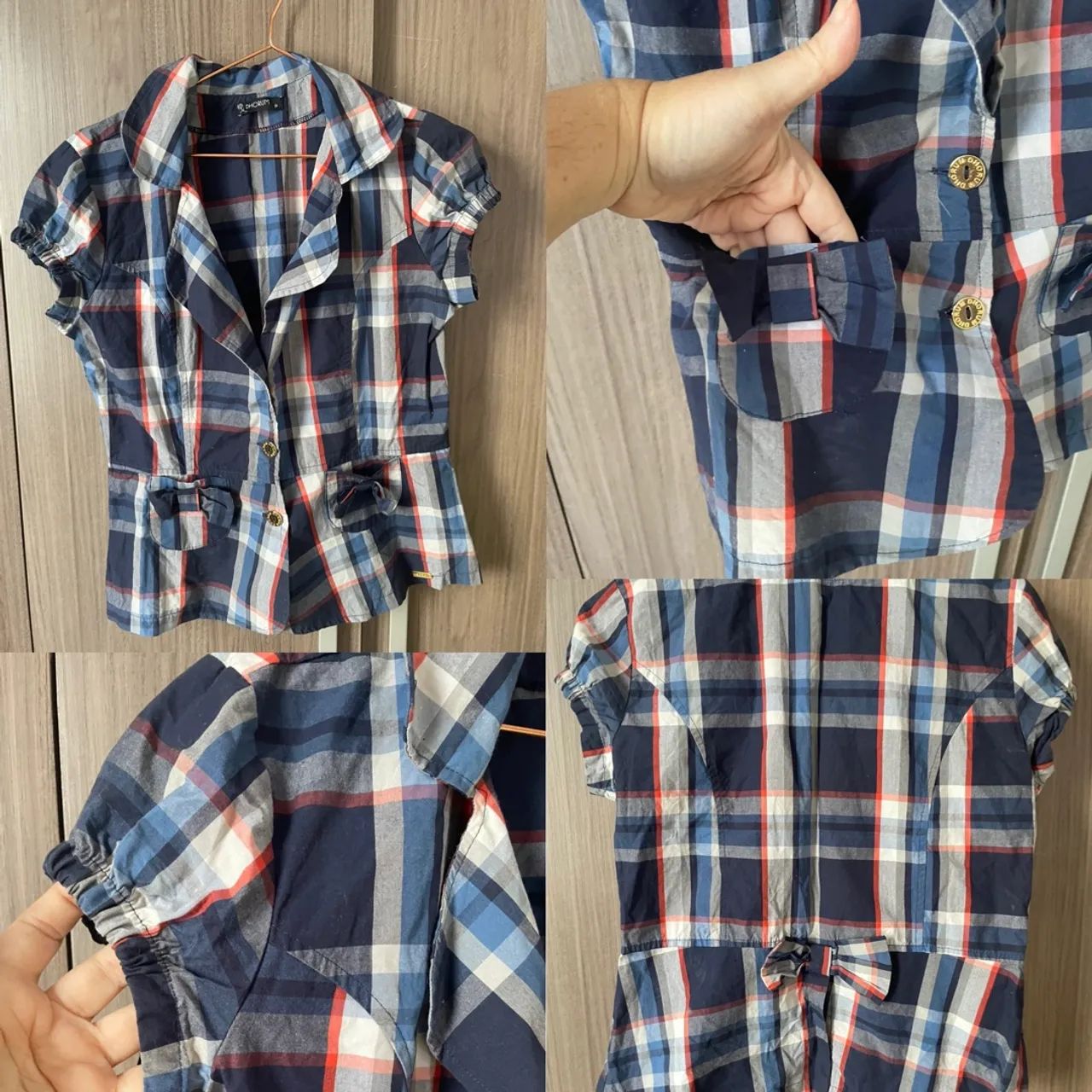 Blusas quadriculadas, saia de couro e saia de pêlos - Foto 2
