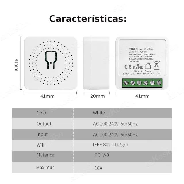 Interruptor Inteligente Wifi 16a com 1 canal para Alexa google assistant Tuya smart life - Foto 2