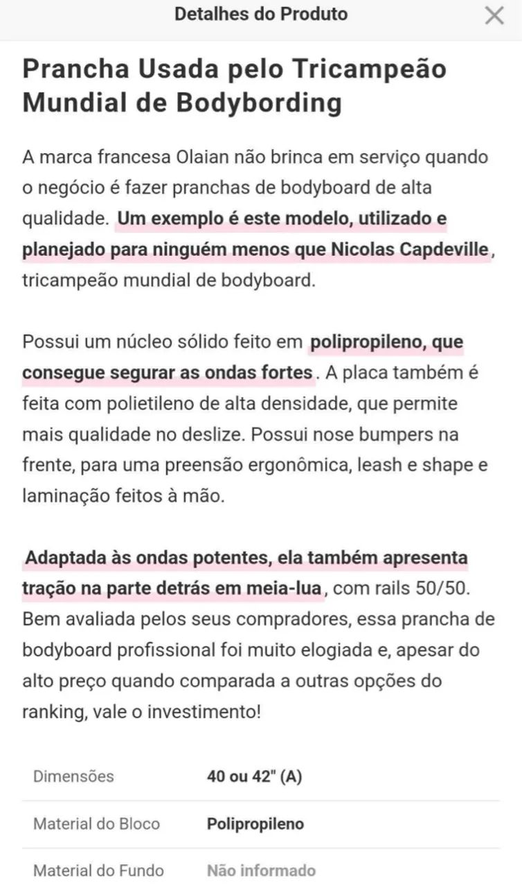 Prancha de Bodyboard Profissional OLAIAN 900 - Foto 2