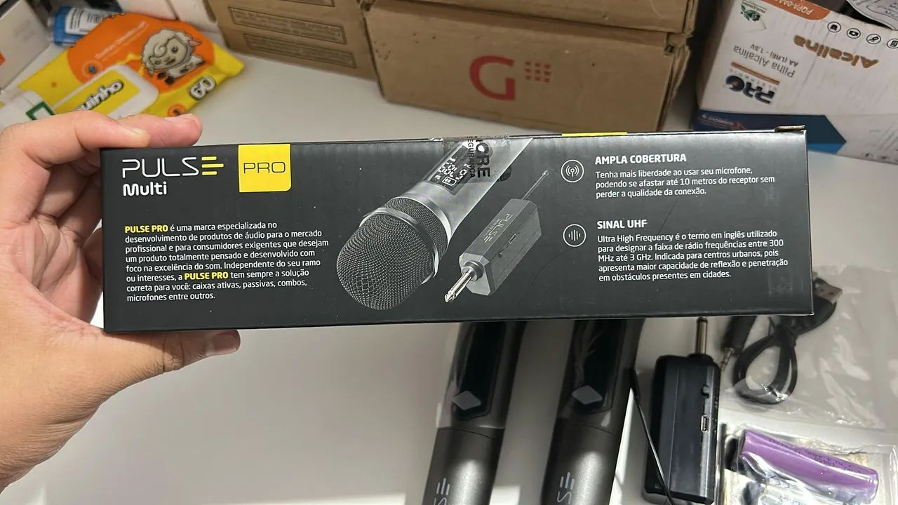 Par de microfones com display de LED + receptor recarregável  - Foto 3