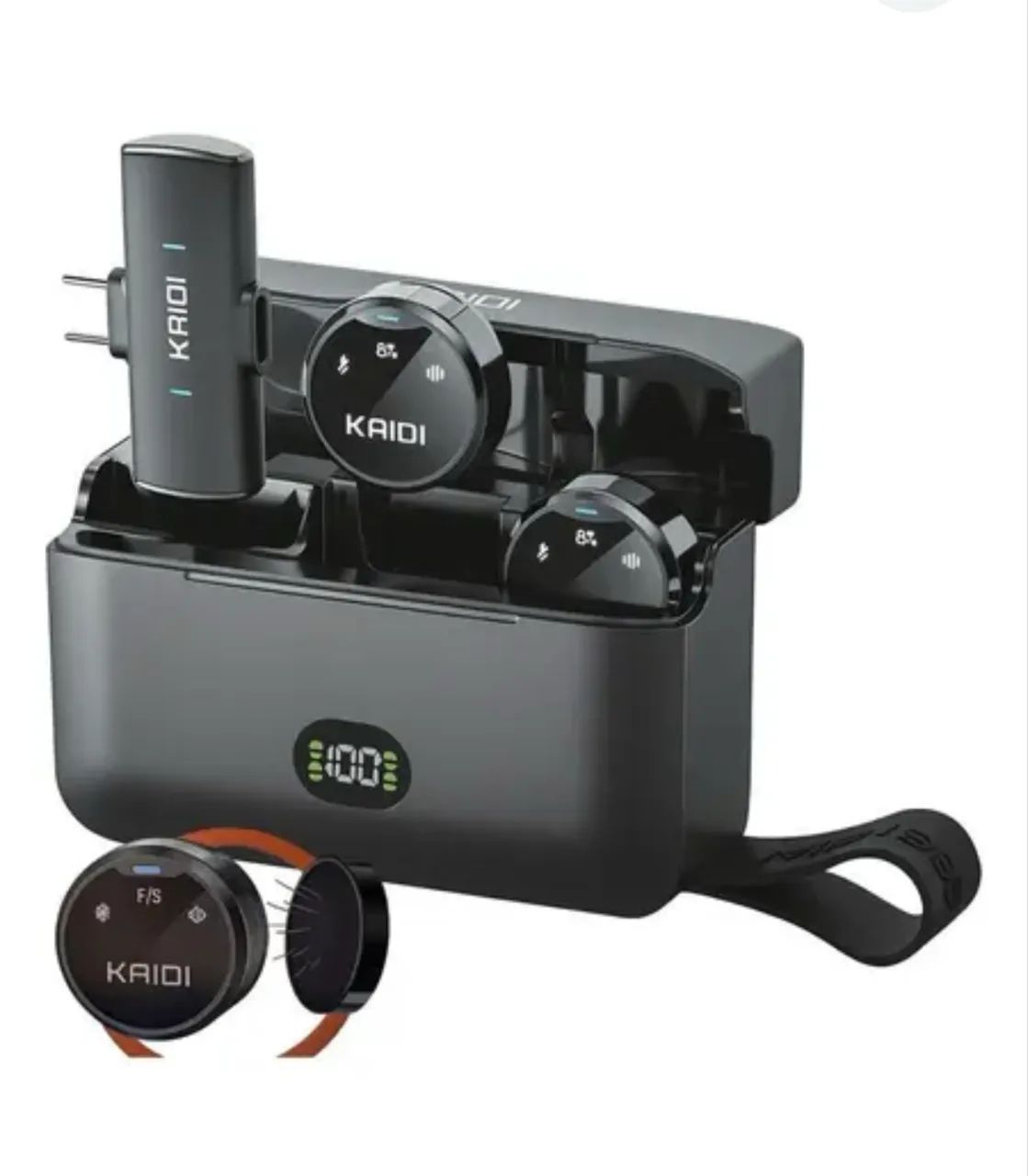 Microfone de Lapela Profissional Kaidi P4 Sem Fio Redondo Magnético Para Tipo C ou Iphone