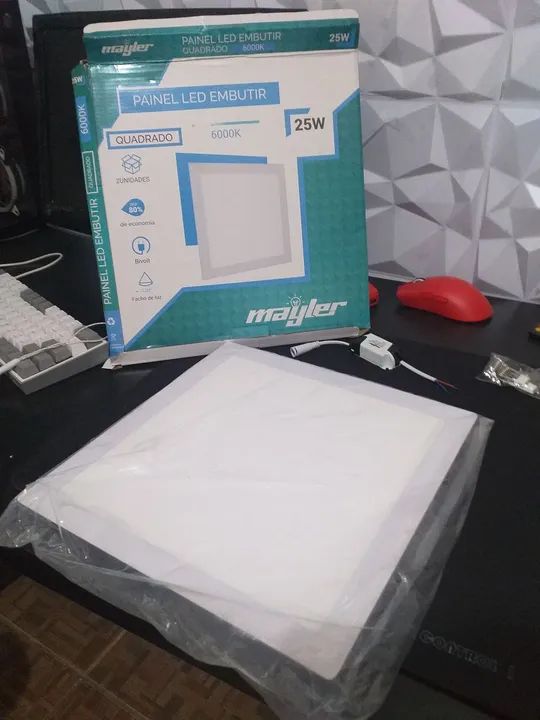 Painel LED Embutir 25W Quadrado 6000K Novo