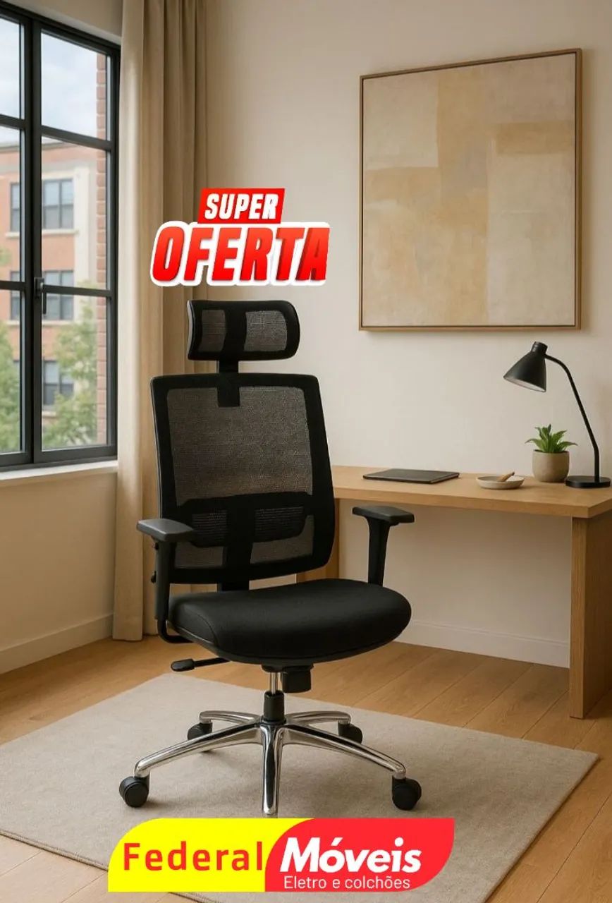 Cadeira Giratória Presidente Telinha Pés Cromados - Design sofisticado e resistente!