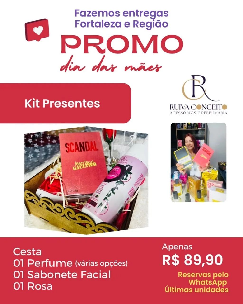 Kit Presente Dia das Mães - 02 Perfumes + Rimel + Sabonete + Gel Hidratante - Foto 3