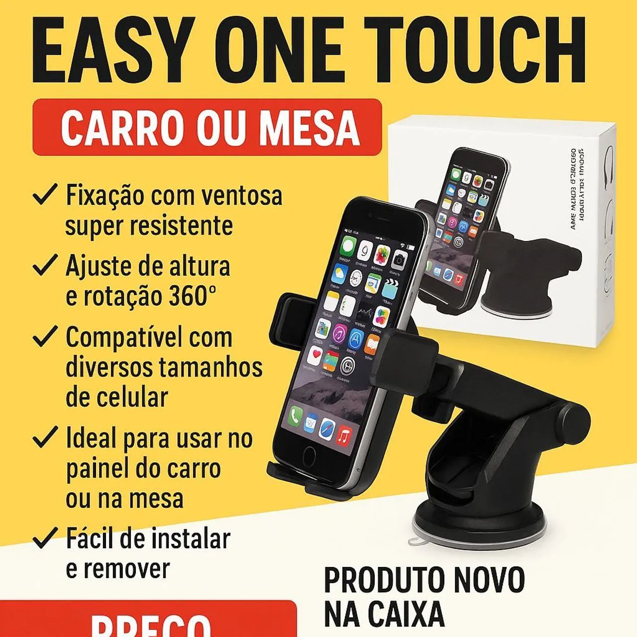 VENDO SUPORTE PARA CELULAR GPS CARRO UBER ROTAÇÃO DE 360