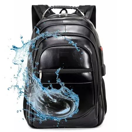 Mochila Escolar Couro Impermeável Resistente Executiva Premium Preta