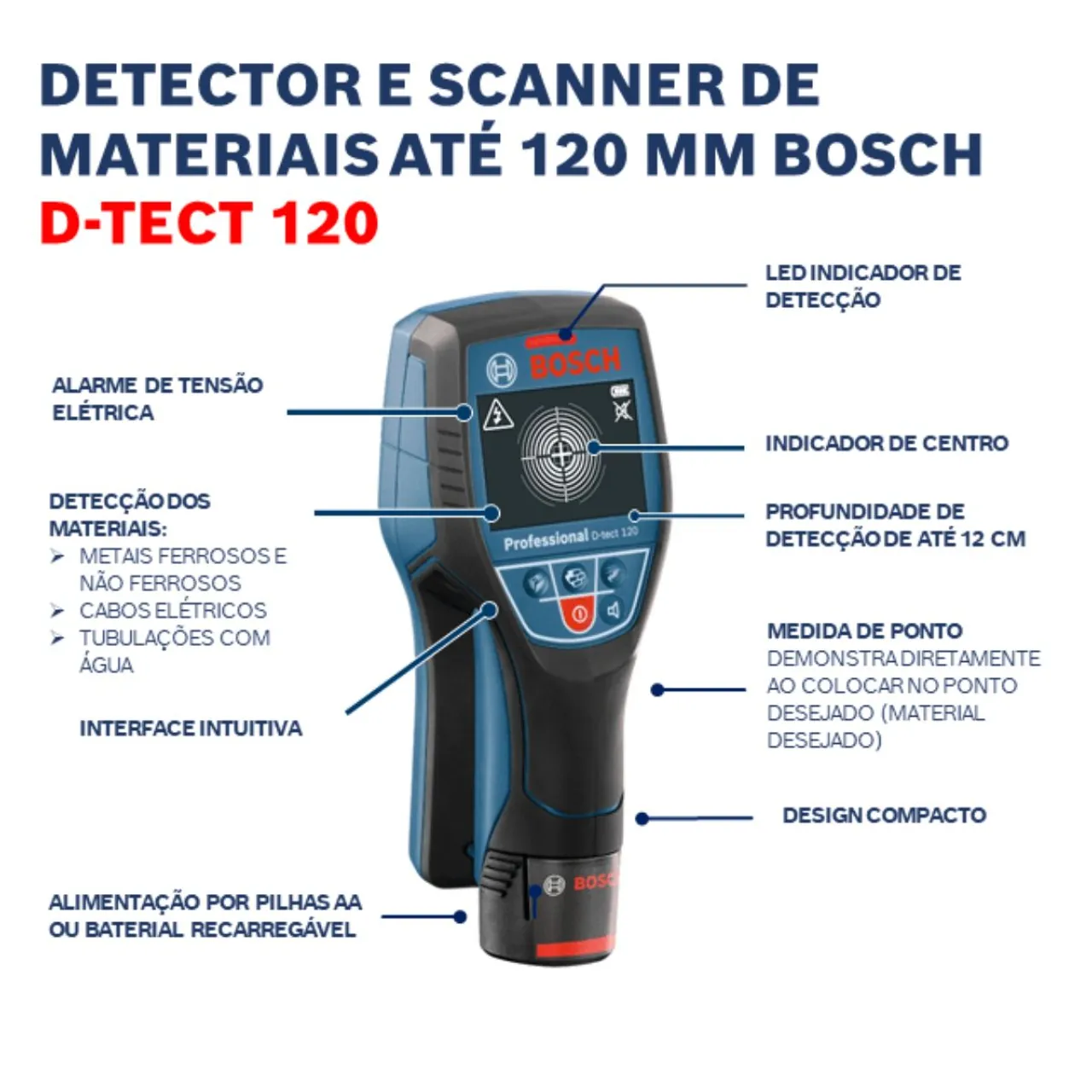 Detector de Parede D-tect 120 Bosch