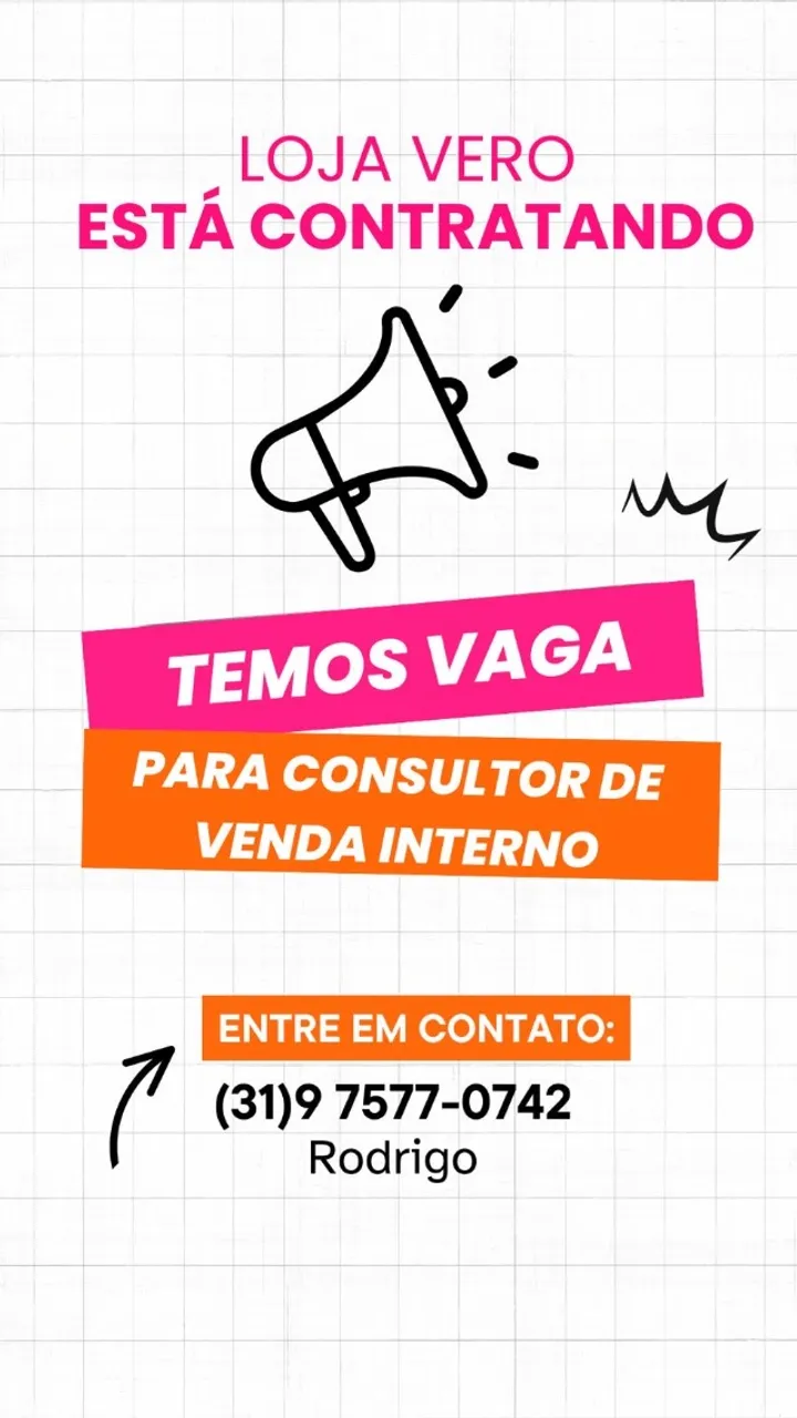 VAGA PARA CONSULTOR DE VENDAS
