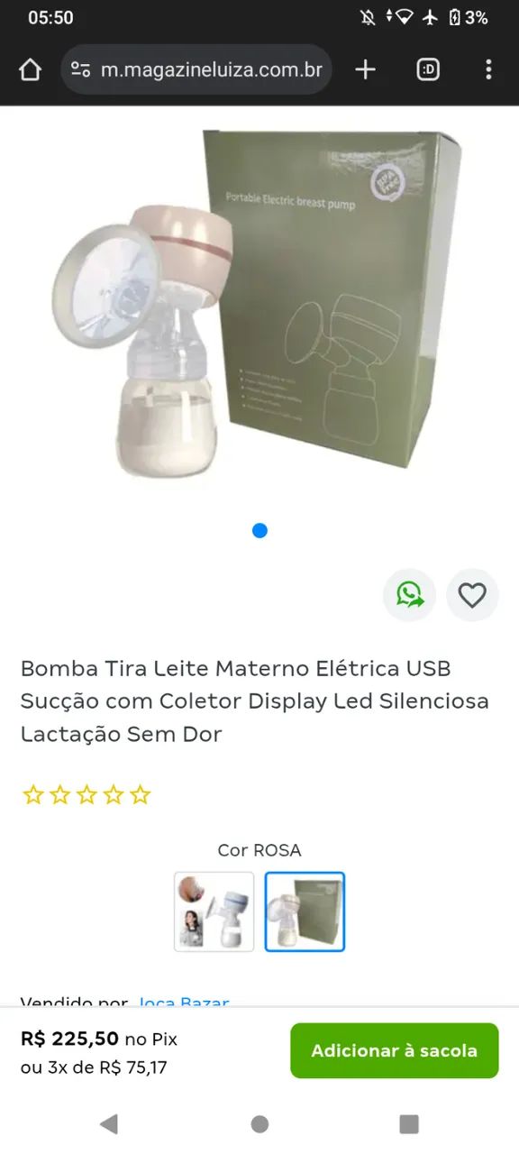 Bomba elétrica de tirar leite 