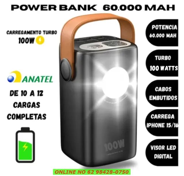 Carregador Power Bank 60.000mah Portatil Starlink 100w Turbo celular  - Foto 2