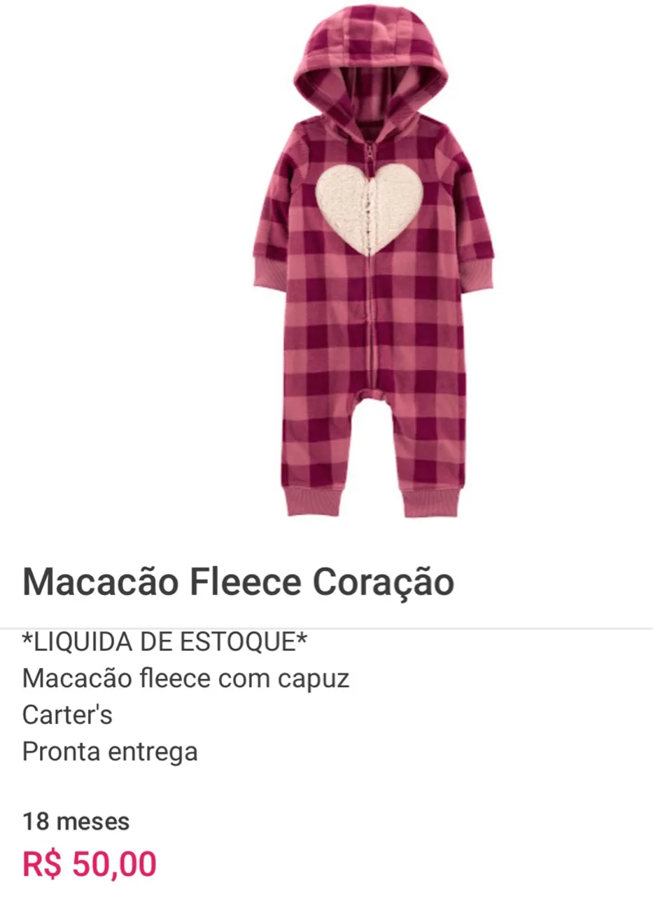 Macacão Carters Flanelado 18 Meses