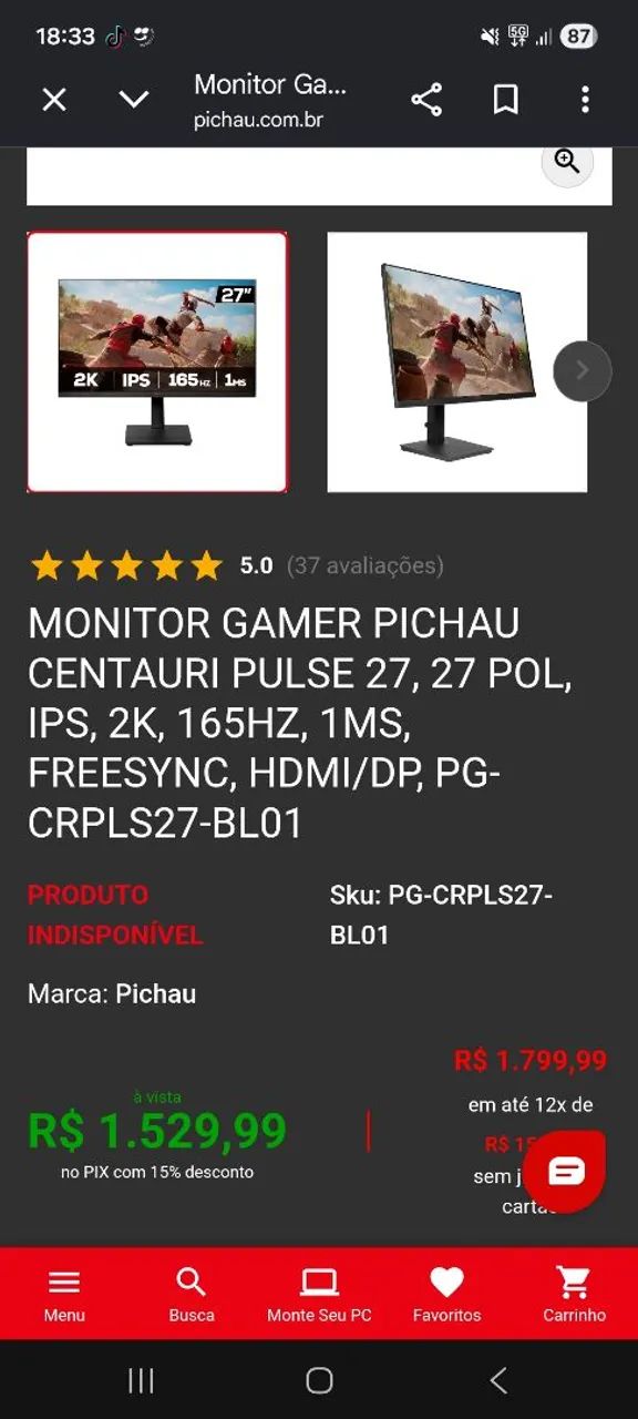 Monitor Gamer Pichau Centauri Pulse 27" 2K 165Hz IPS - Foto 3
