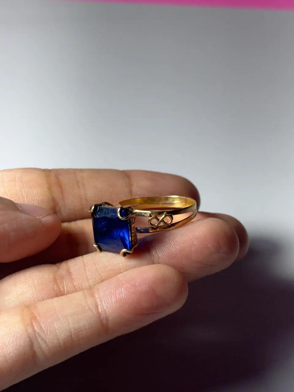 Anel de pedra azul ouro (aro 16). - Foto 2