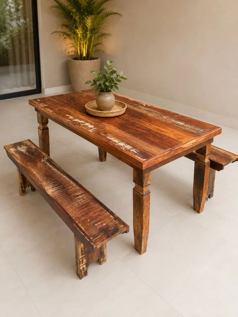Mesa rustica em madeira demolição 