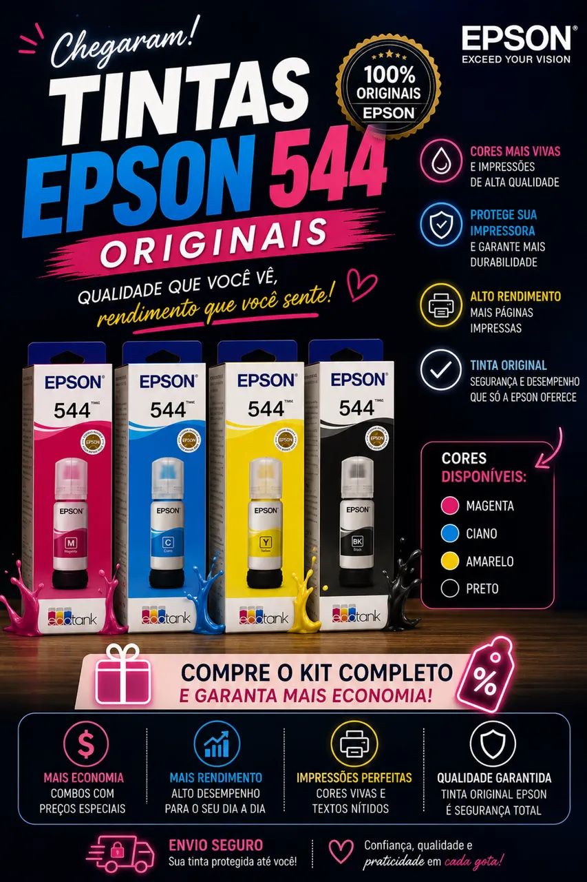Tinta Epson 544 Original (Ecotank) - Todas as Cores