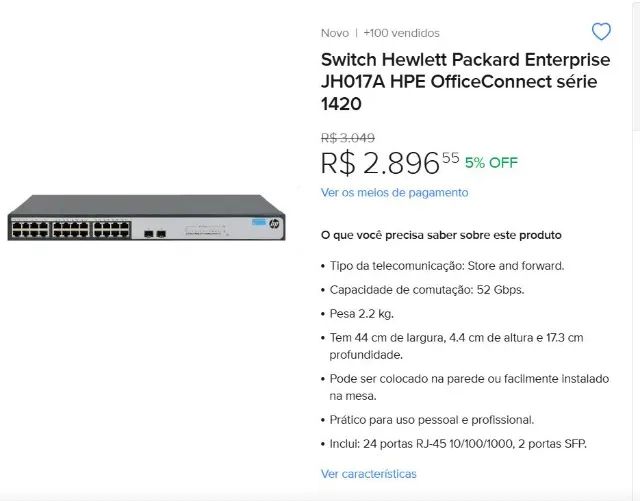 Switch HP 24 Portas Gigabit  - Foto 2