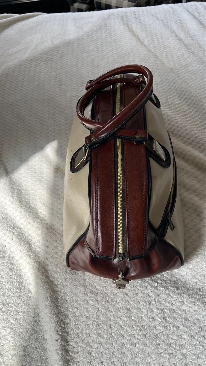 Valise Lacoste estilo vintage - bege e marrom - 59 cm - Foto 3