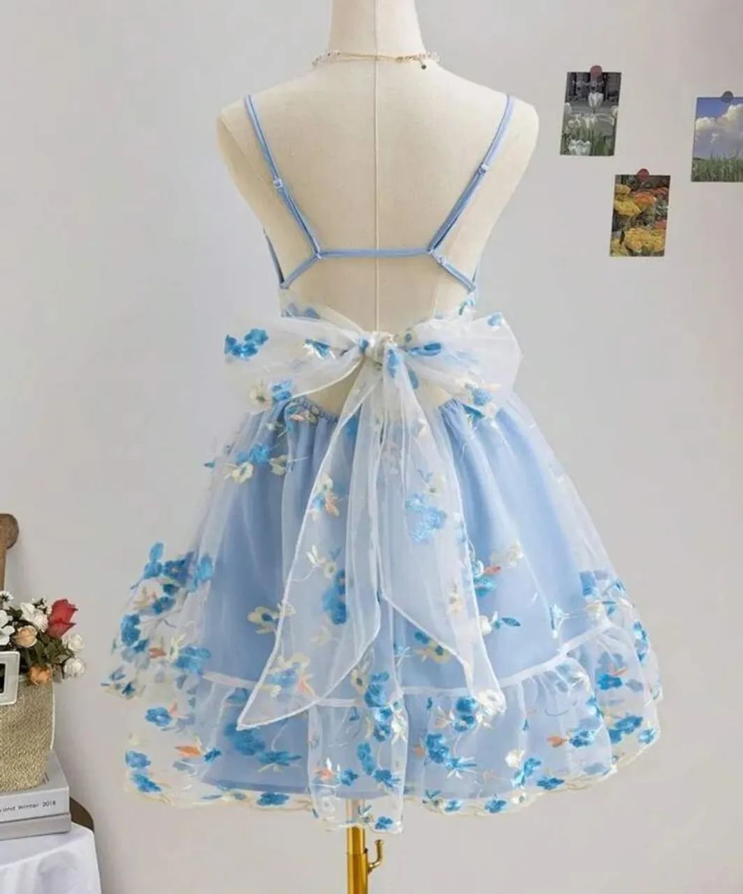 Vestido de tule bordado azul - Foto 3