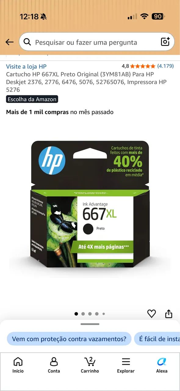 Cartucho HP 667xl original - Foto 2