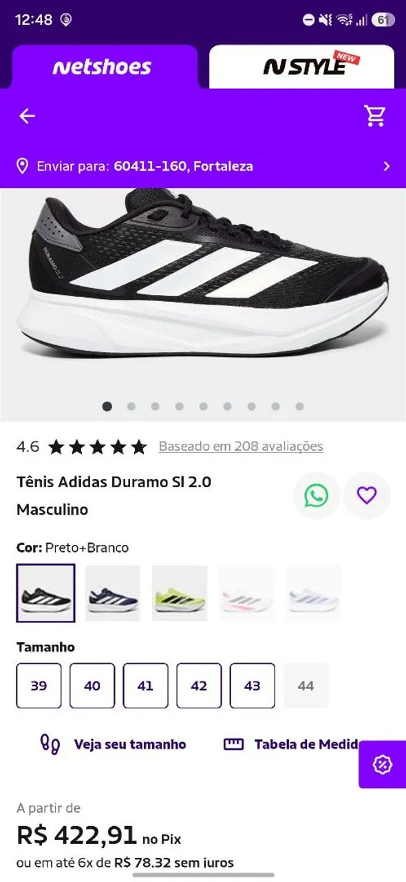 Tênis Adidas Duramo SL 2.0 (Usado) - Foto 4