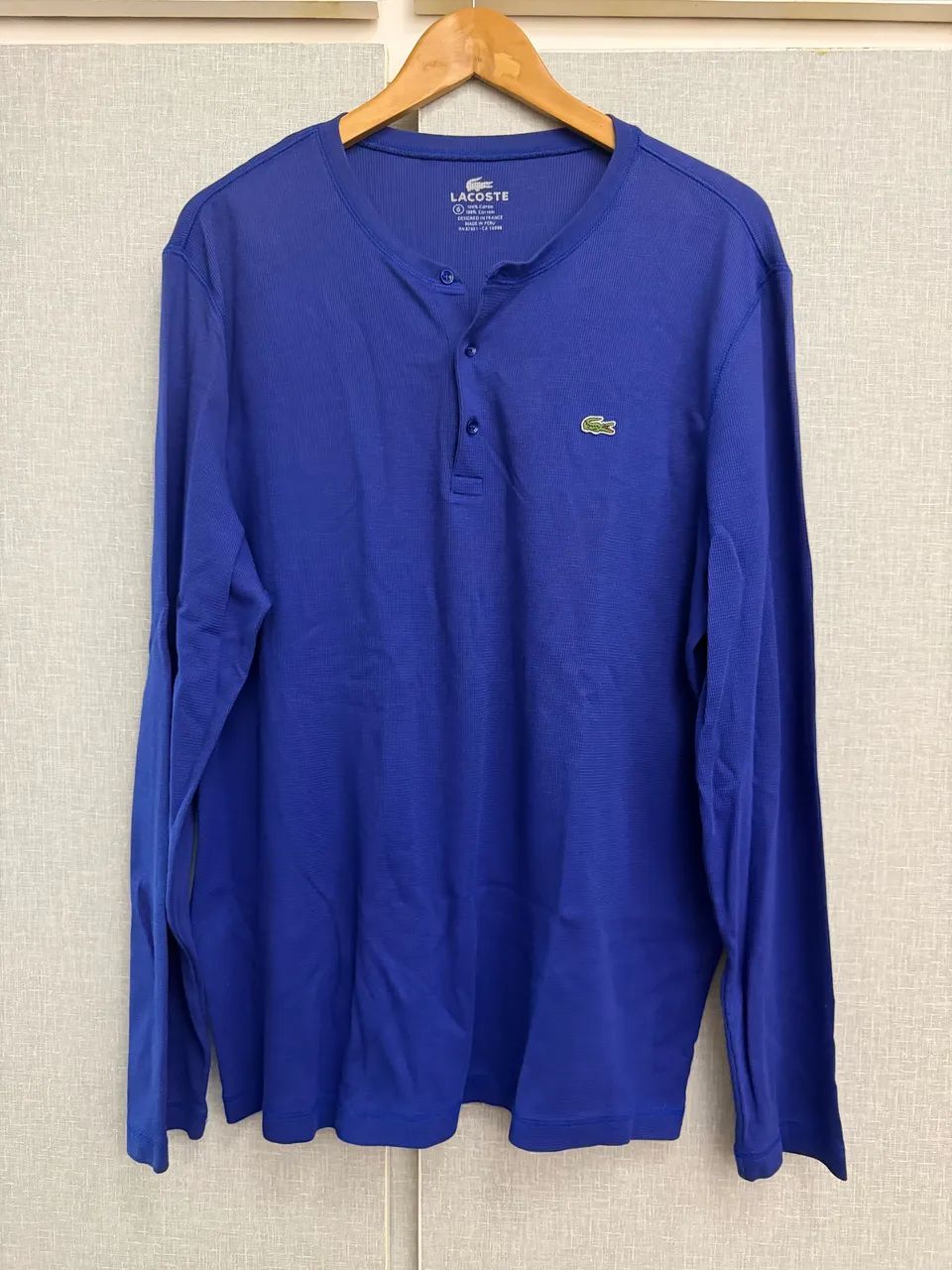 Manga longa Lacoste azul (G) 