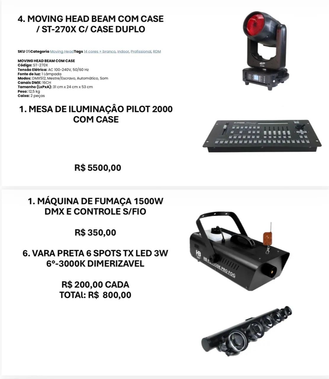 Vendo Kit iluminação para DJs e bandas 