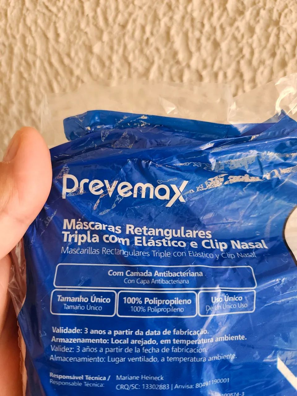 Máscara retangulares tripla com elástico e clipe nasal  - Foto 2