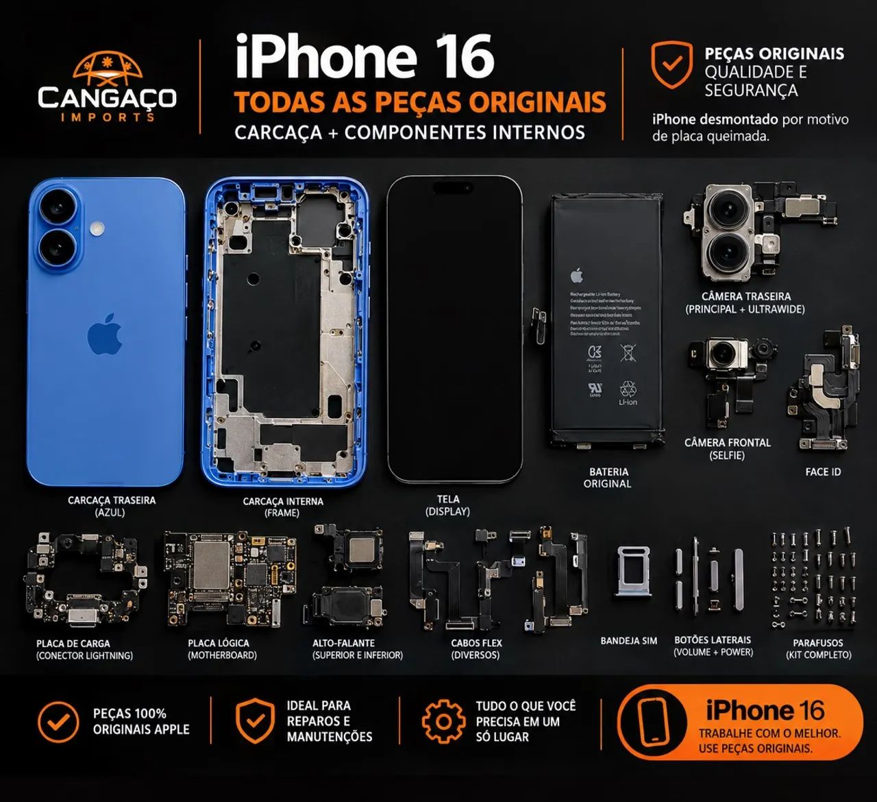 Peças originais iPhone 16