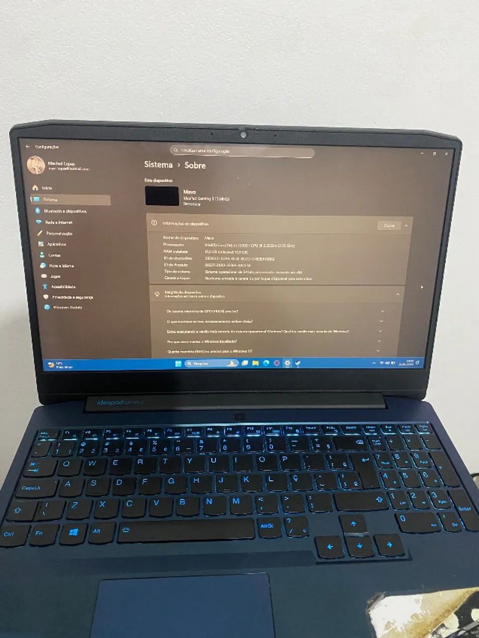 Notebook Lenovo Ideapad Gaming 3i 