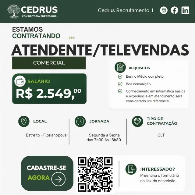 Atendente/Televendas | Comercial