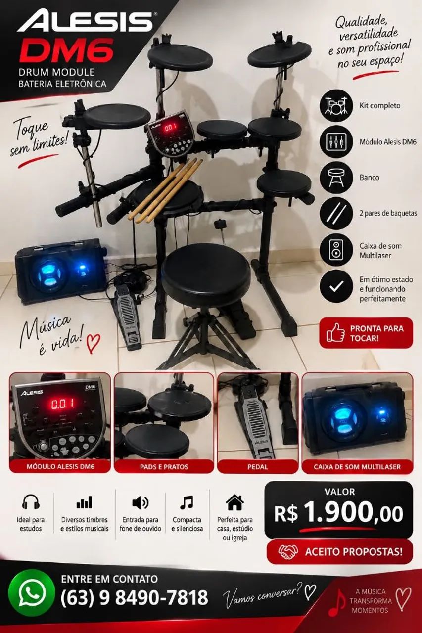 Bateria eletrónica  Alesis DM6 