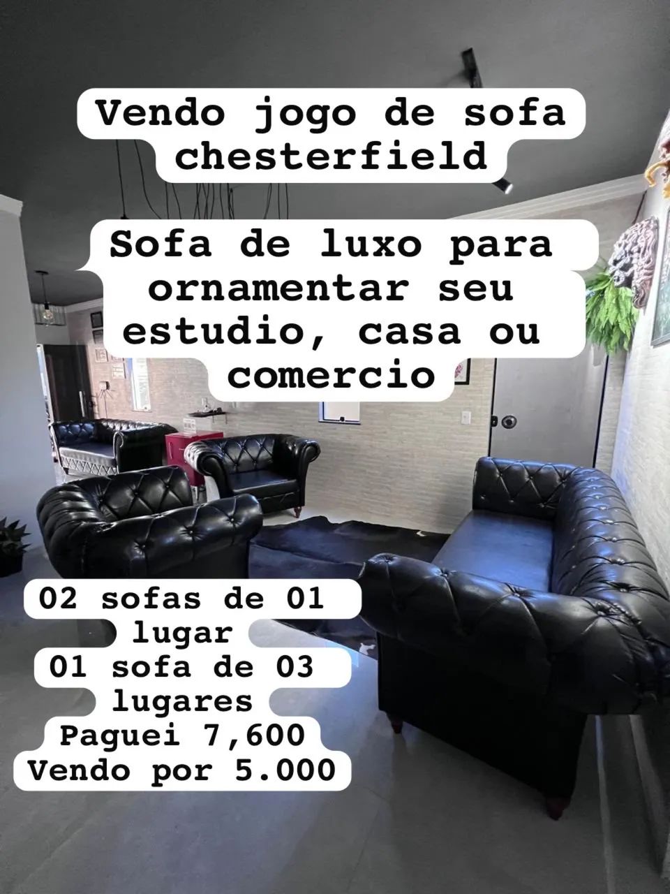Jogo de sofas chesterfield de luxo