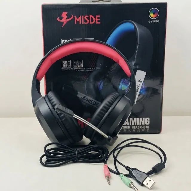 HEADSET GAMER RGB COM FIO E MICROFONE MISDE A8 