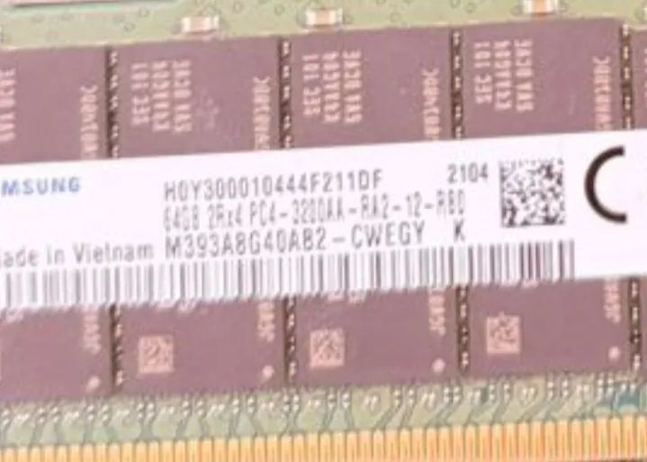 Memória DDR4 64GB 2Rx4 PC4 3200AA Servidores Dell HP IBM Lenovo Super micro.......