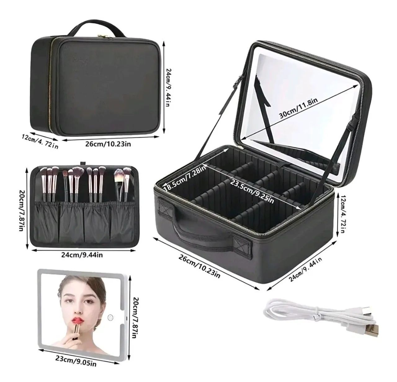 Maleta Necessaire de maquiagem com Led - Foto 4