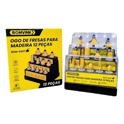 kit de fresas para tupia com 12 pcs 6mm profissional duravel afiado bom-5207 1