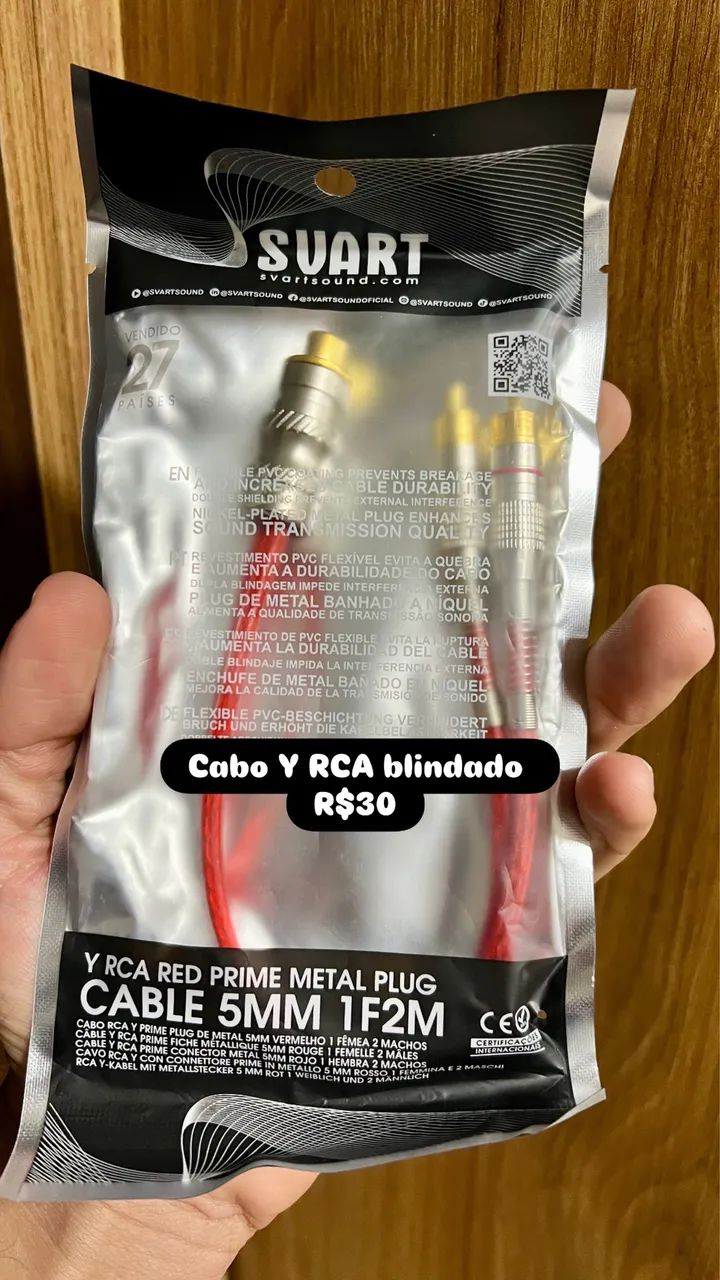  Cabo RCA Blindado Som Automotivo 