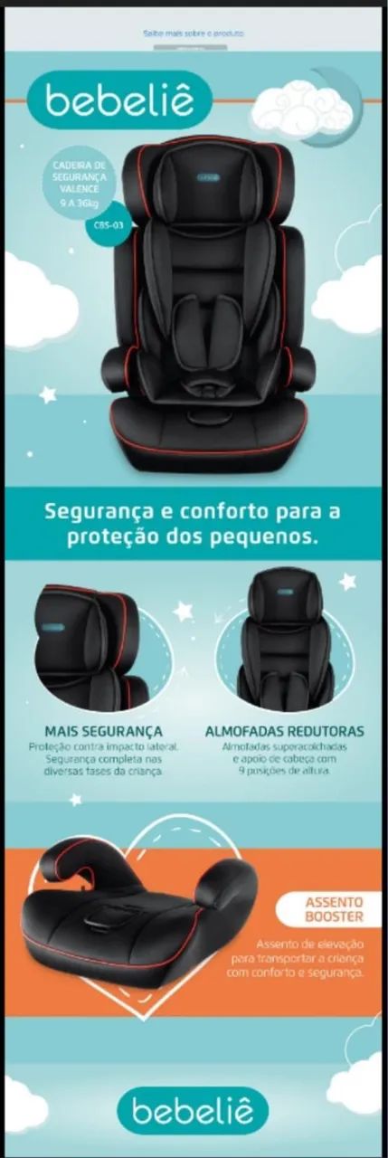 Cadeirinha BEBELIÊ para auto  9 a 36k - Foto 3