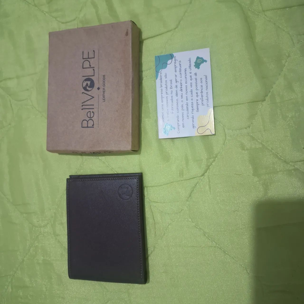 carteira de couro legítimo slim horizontal marrom 