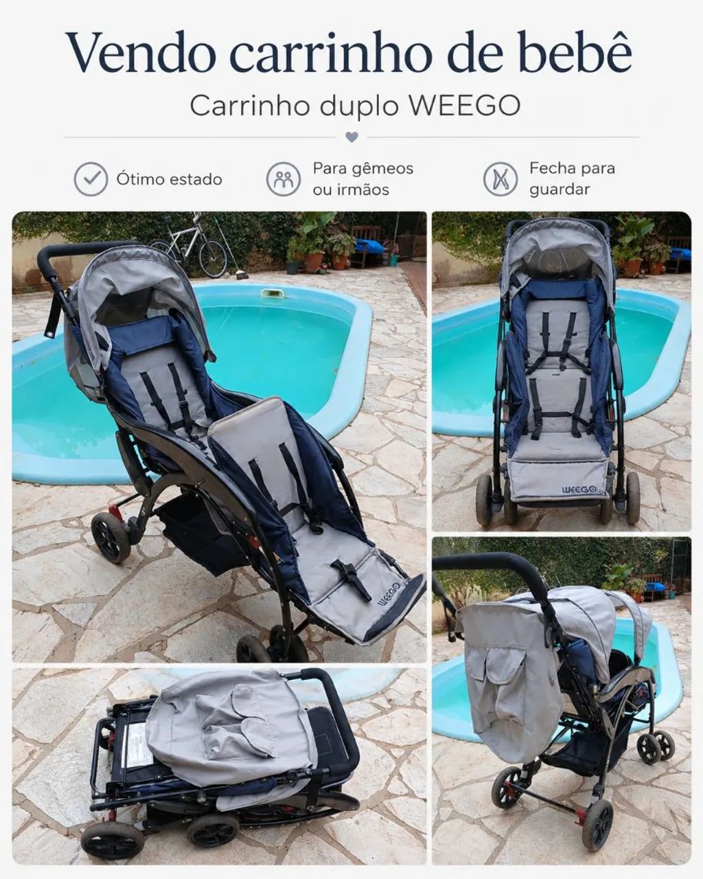 CARRINHO DE BEBE DUPLO - WEEGO Duplo - aceito trocas !!