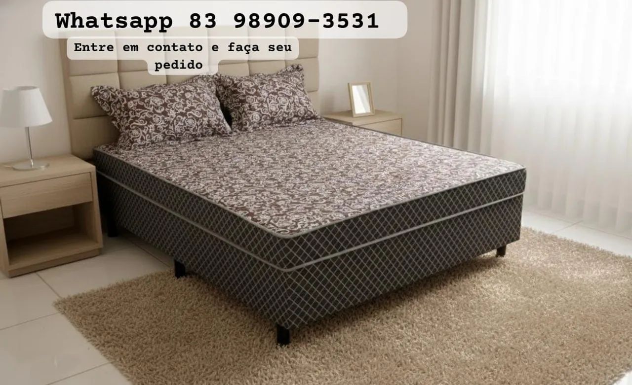 Cama box casal nova direto de fábrica com dois travesseiros de brinde. - Foto 3