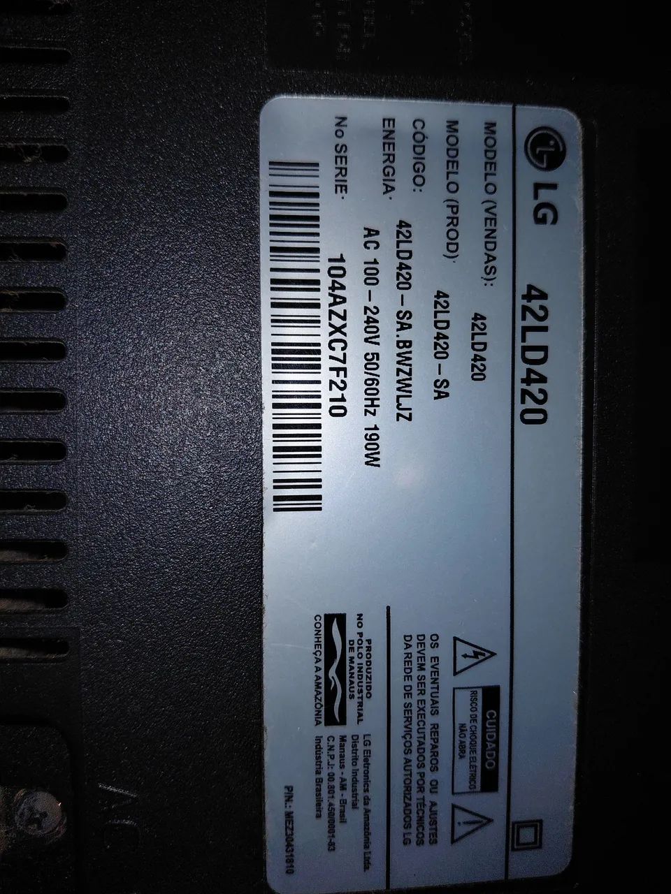 TV LG 42" Full HD Completa (Modelo 42LD420) - Funcionando Perfeitamente - Foto 3