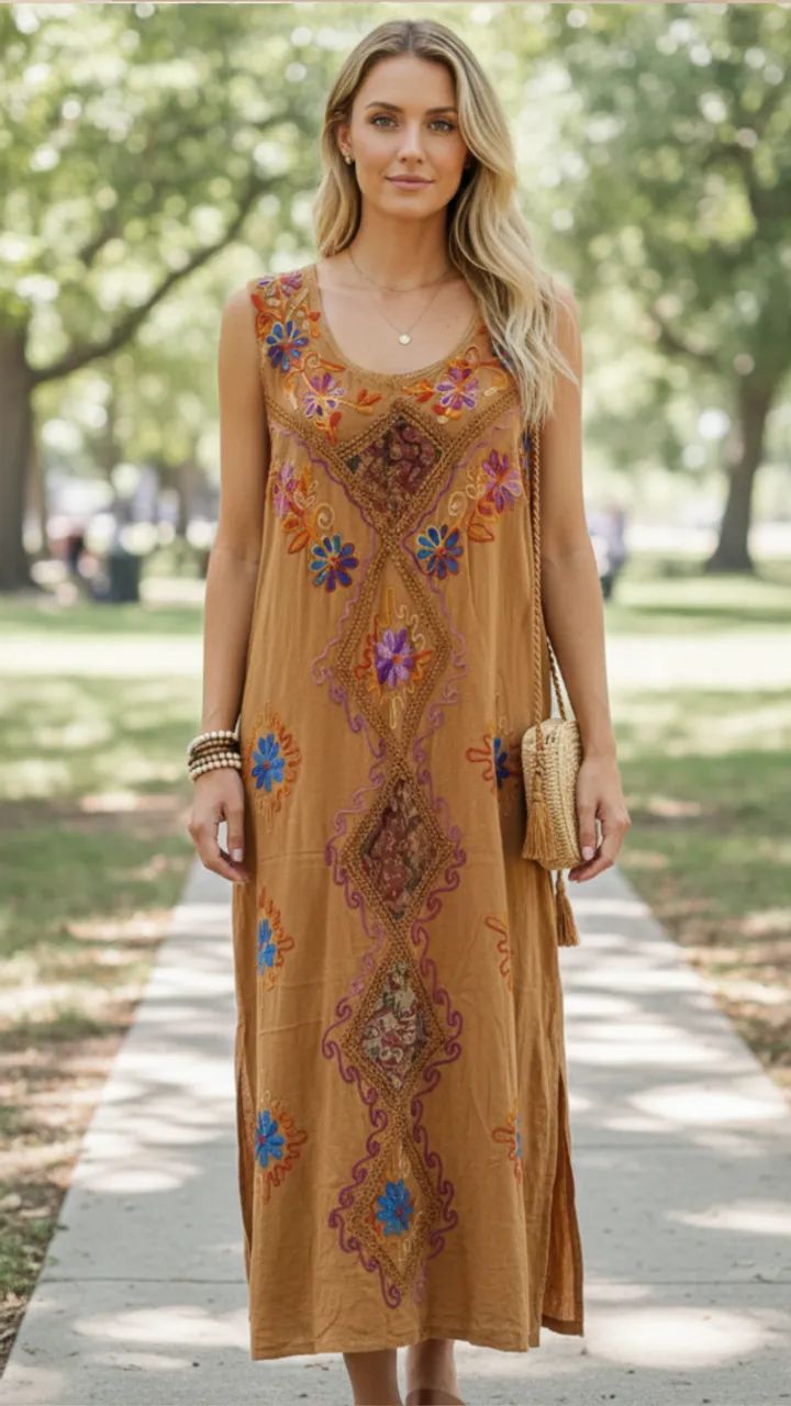 Vestido Estonado Marrom