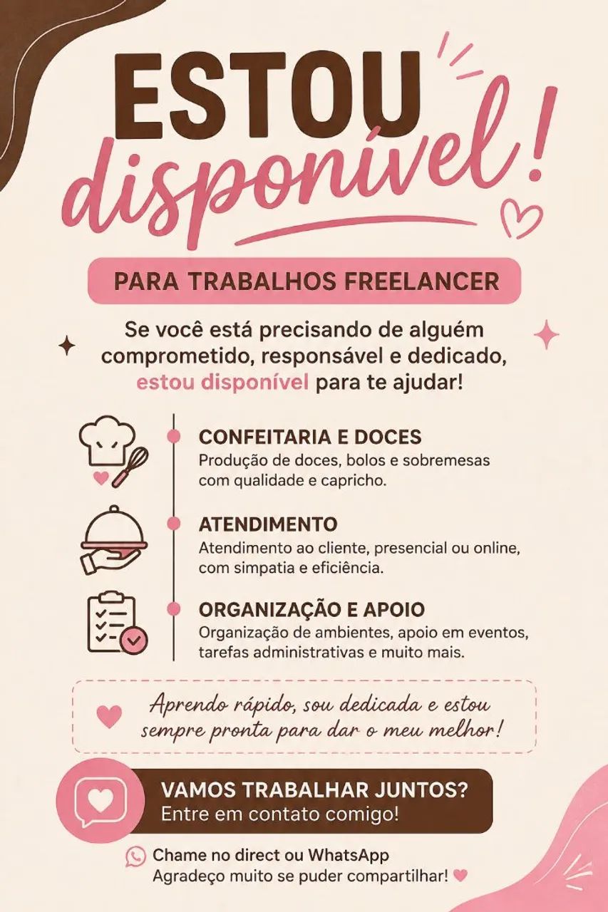 Disponível para trabalhos de freelancer 