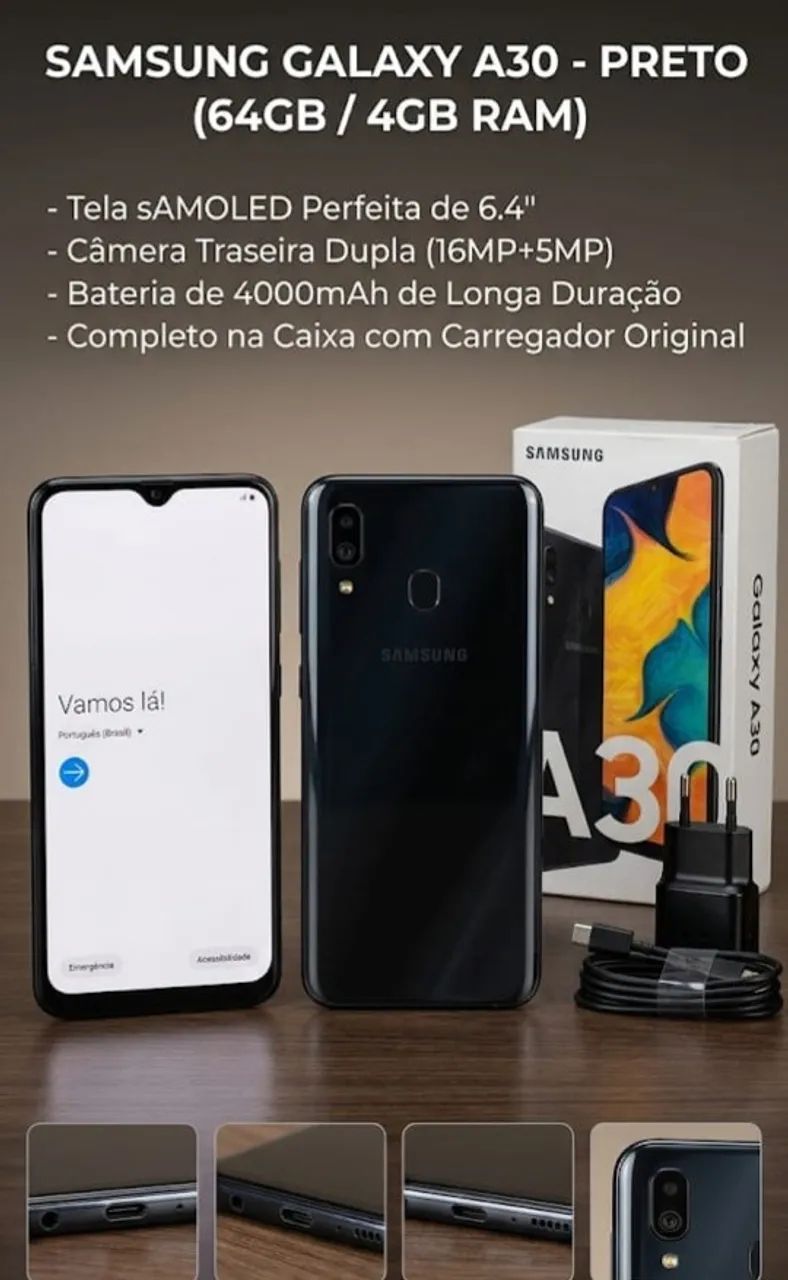 Celular usado Galaxy A30 cor preto 