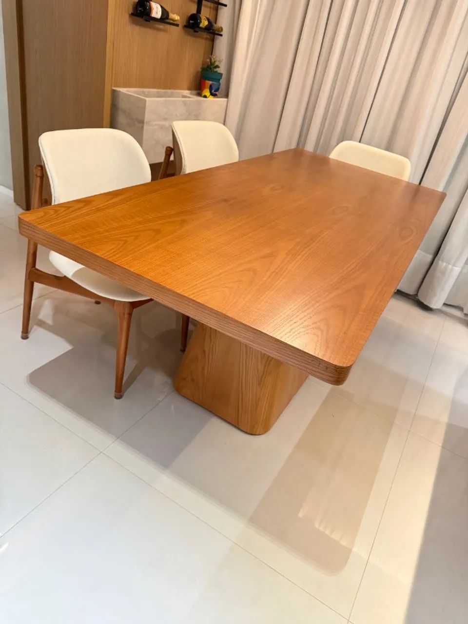 Mesa de jantar quadrada de madeira (2mx90cm) - nova 
