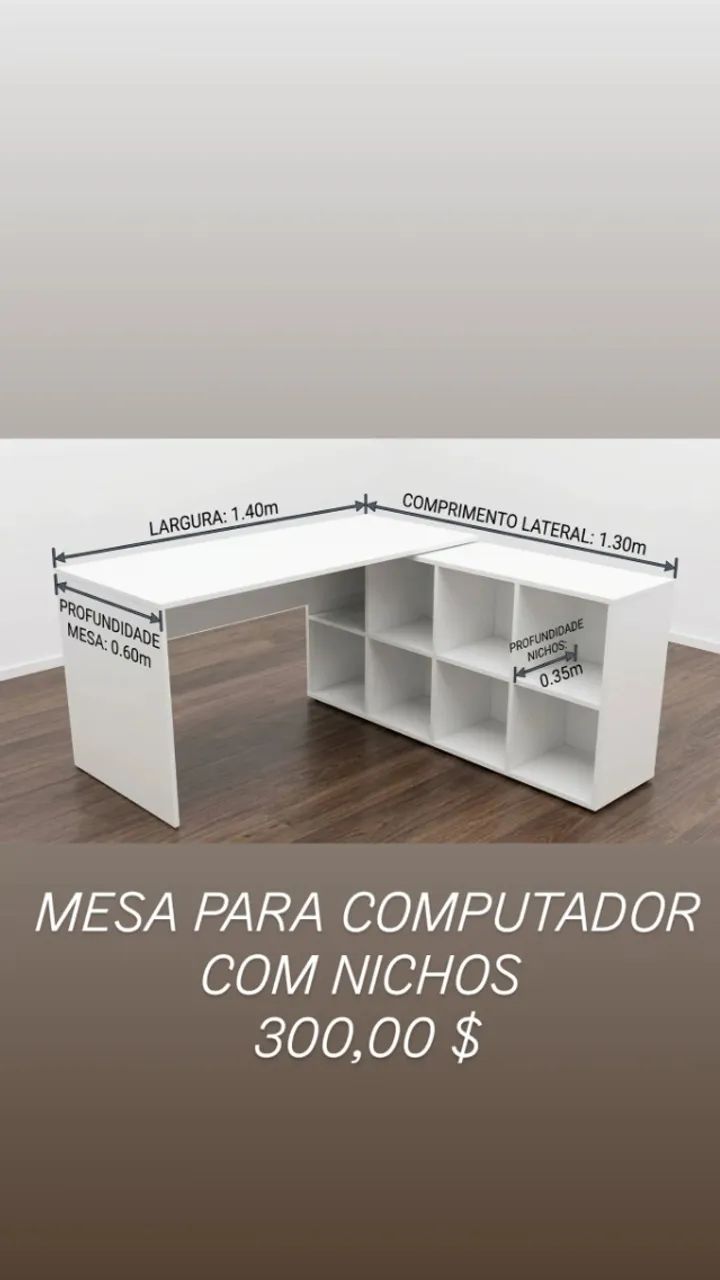 Mesa para computador com nichos 