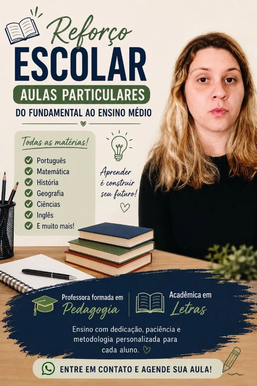 Aulas particulares de reforço na sua casa.
