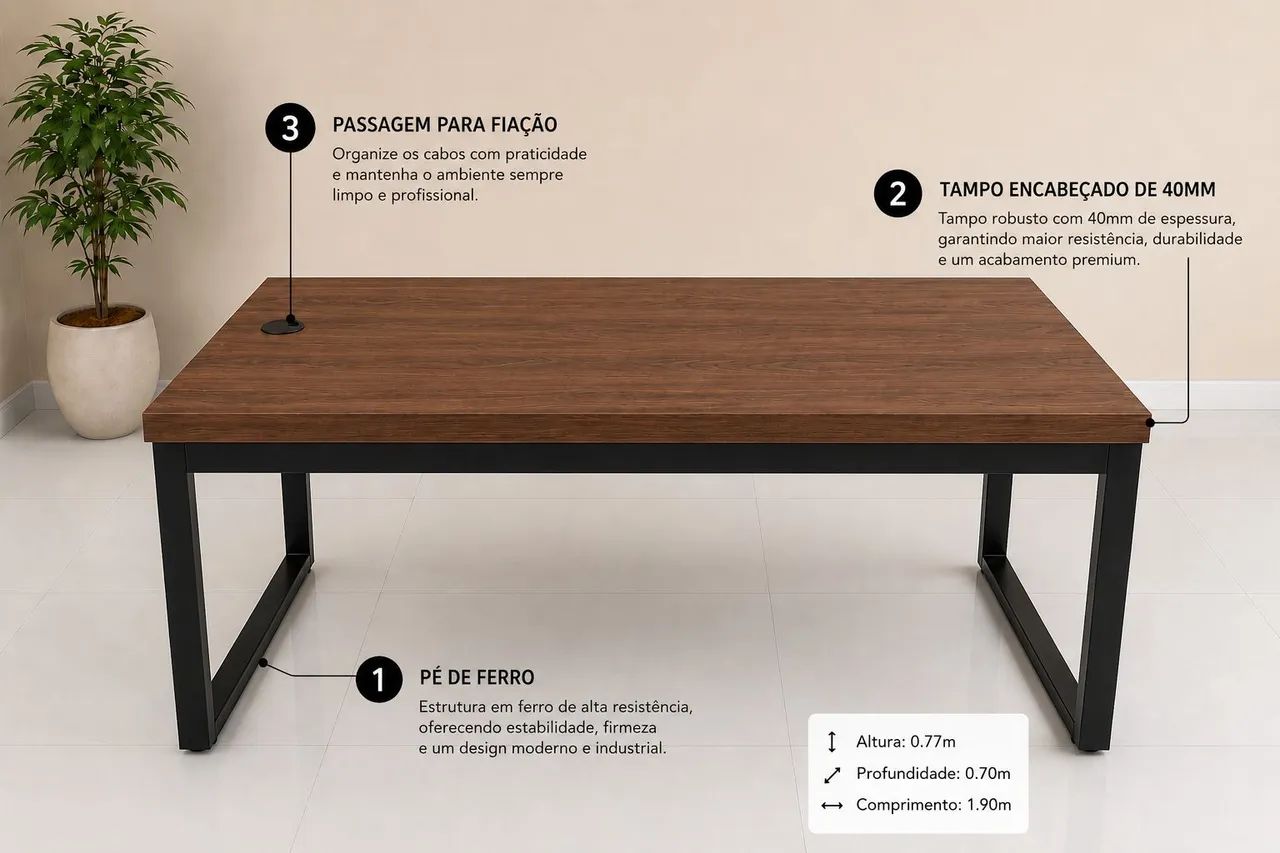 Mesa para escritório 1.90m  - Foto 2